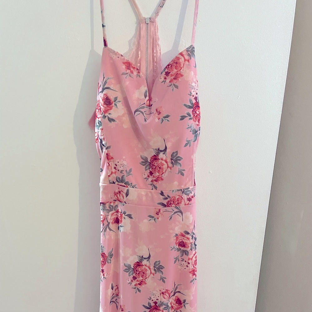 Pink floral dress with back out